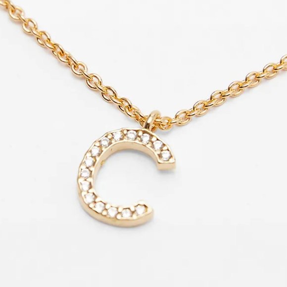 NEW Zara Sparkly Rhinestone Sterling Silver Gold Plated Initial C Necklace - Picture 4 of 10